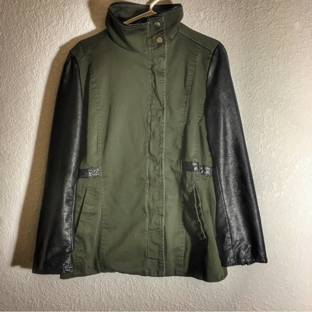 H&M | Olive Green and Faux Leather Jacket